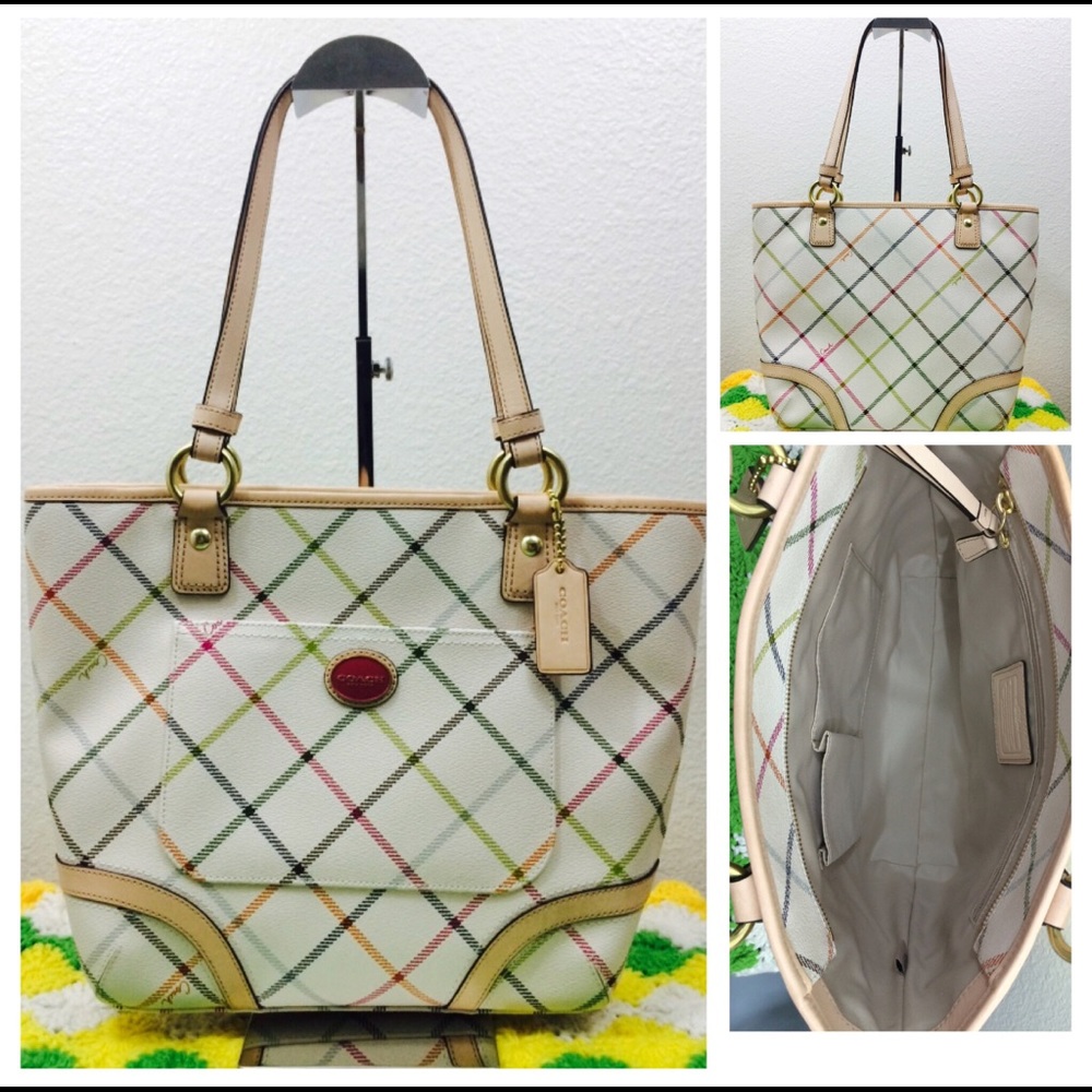 Coach Peyton Tattersall Plaid Tote